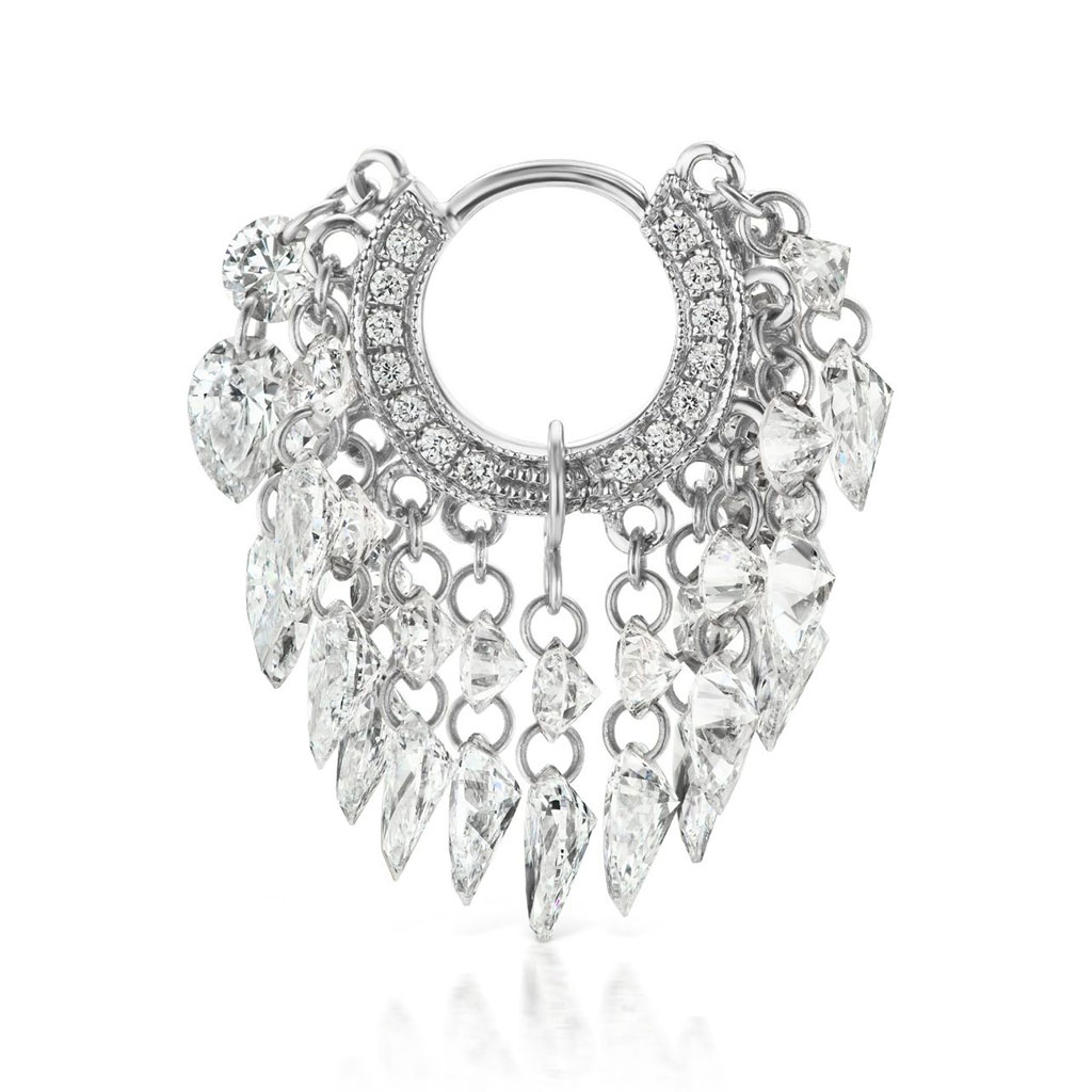 Diamond drop down earring cuff