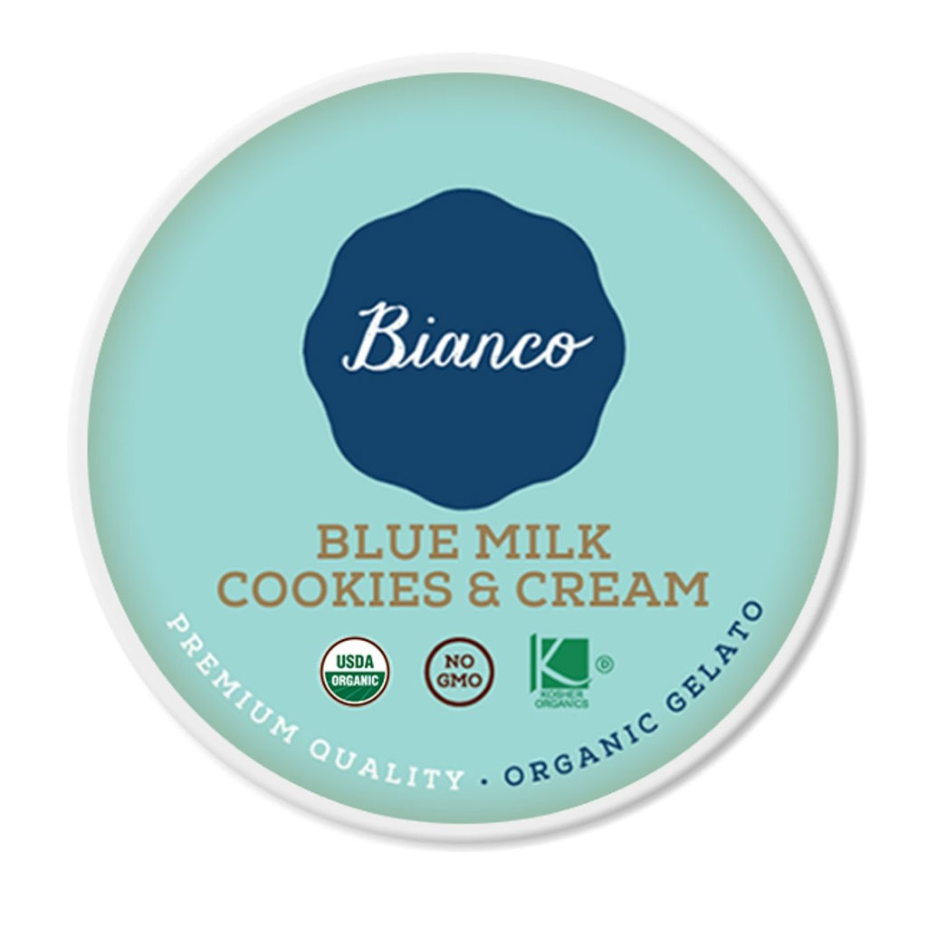 Carton of cookies and cream ice cream from Bianco Gelato