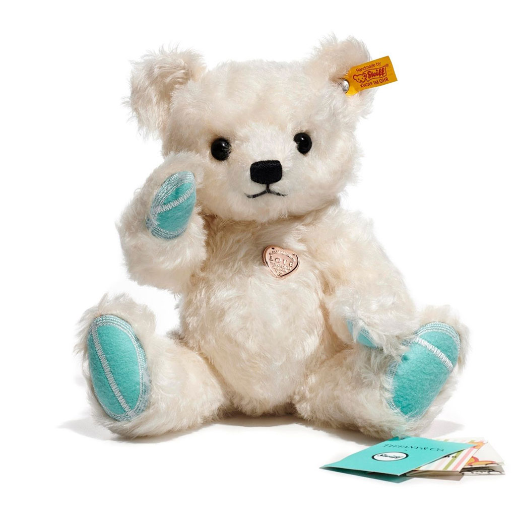 Classic mohair teddy bear finished with Tiffany Blue® paws and a Return to Tiffany® Love tag.