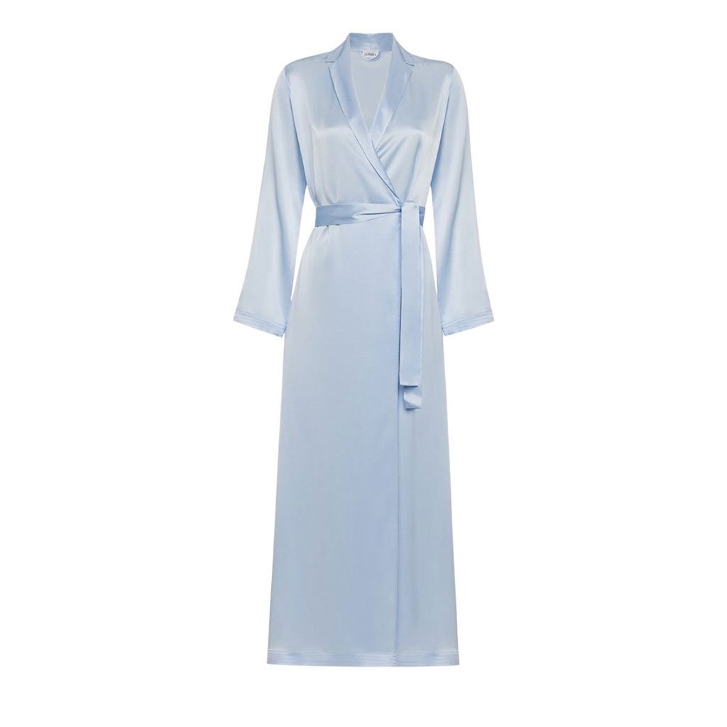 Light blue long silk robe