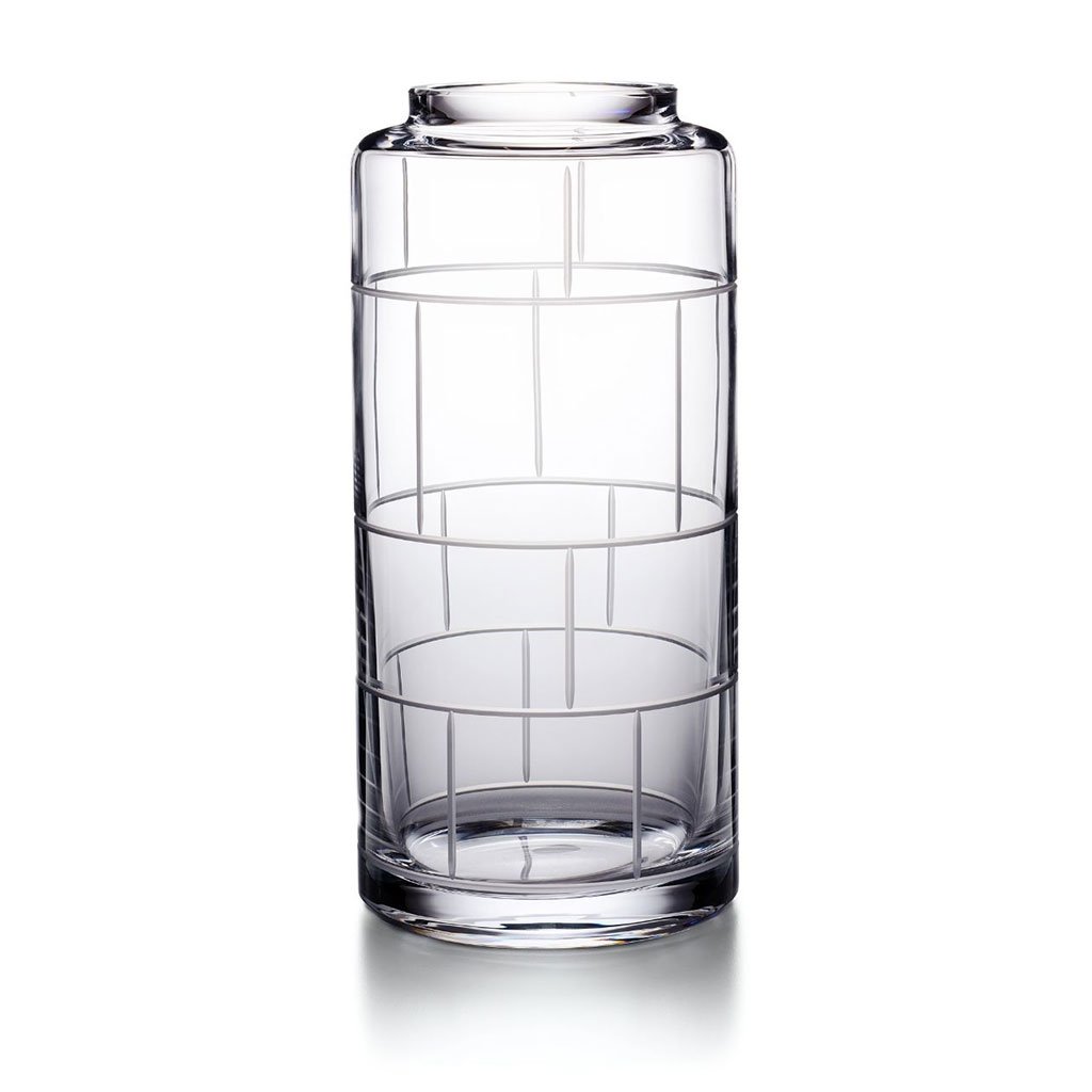 Large crystal vase with bamboo inspired detailing