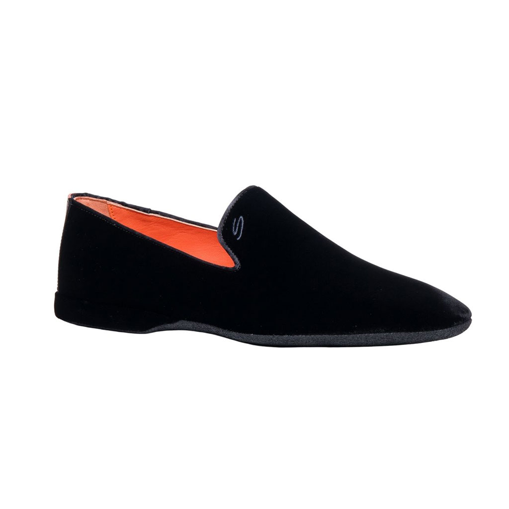 Black velour slippers