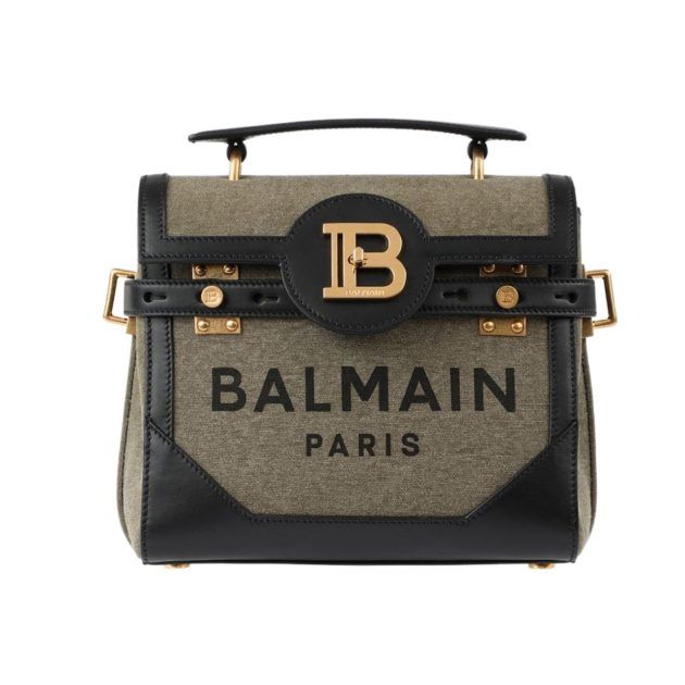 Balmain green and black top handle bag