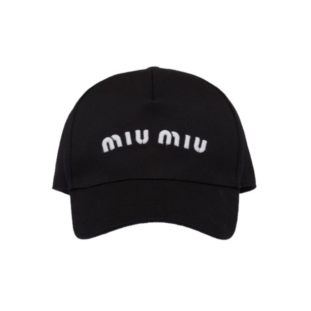 Black Miu Miu baseball cap with white Miu Miu logo