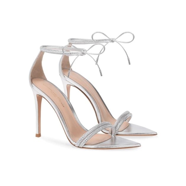 Metallic heeled sandals with embellished details