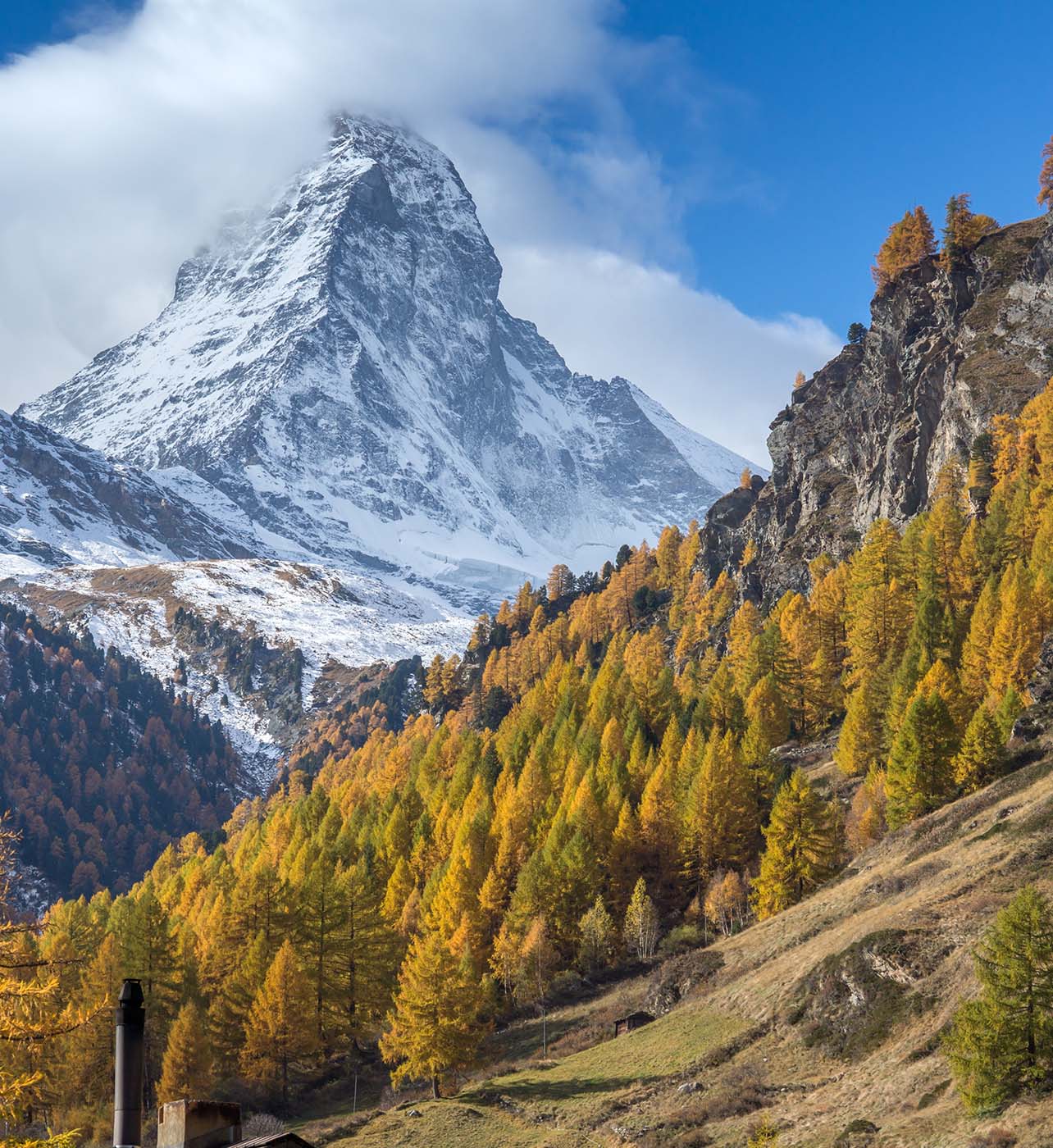 The view of the Matterhorn from Zermatt, Switzerland