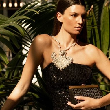 Andrea Yurko wearing a look from Balmain. Photo by Andres Oyuela. Styling by Sofia Delgado and glam by Red Market Salon.