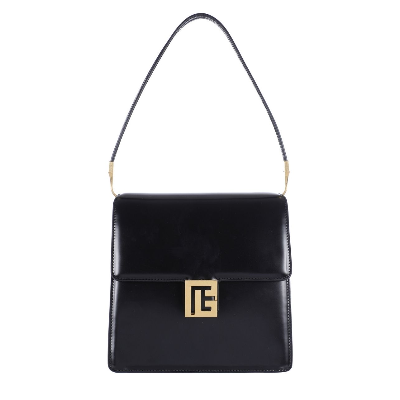 Black balmain shoulder bag with gold hardware