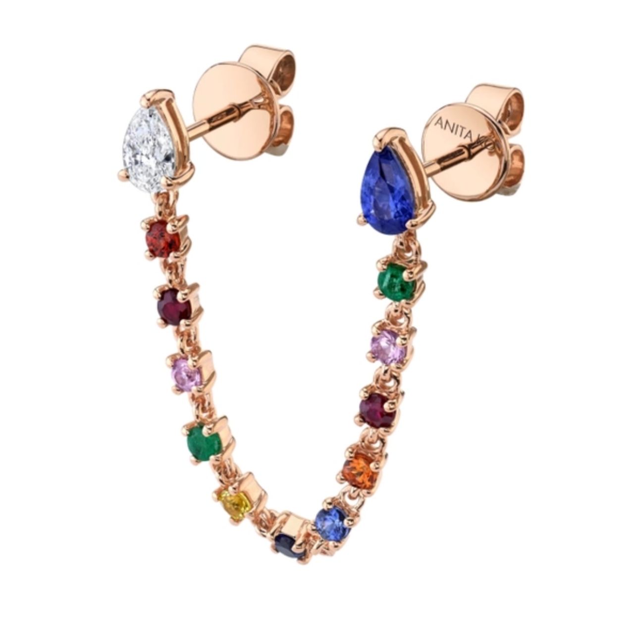 18k Rose gold multi-sapphire loop earring, available at The Webster