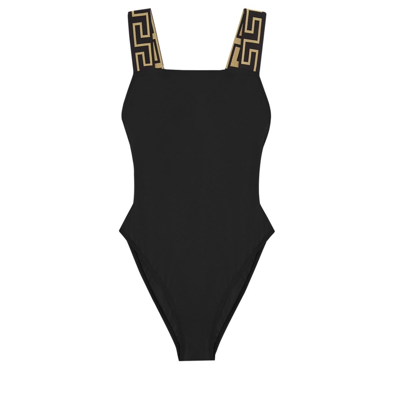 Black versace one-piece bathing suit