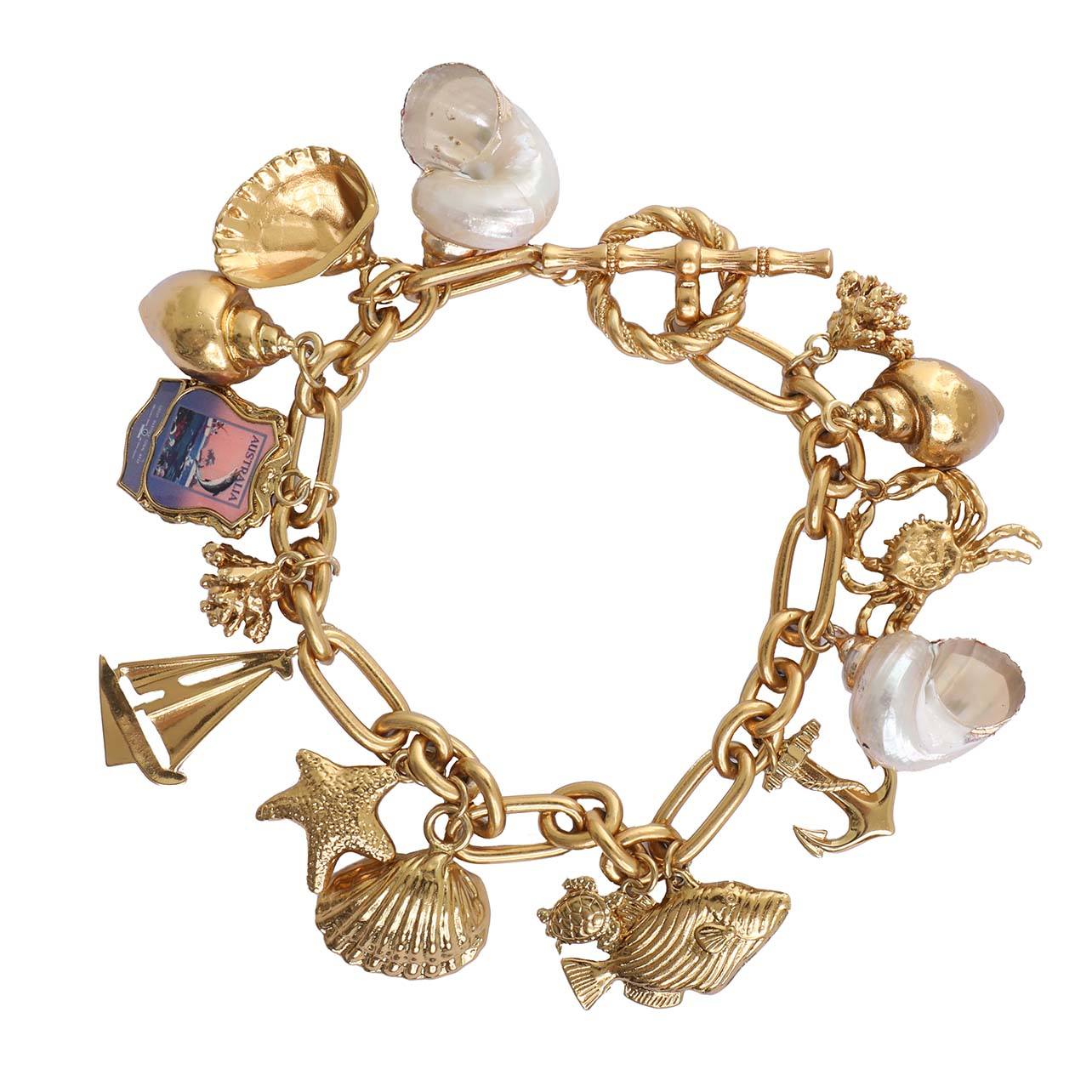 Gold chain charm bracelet