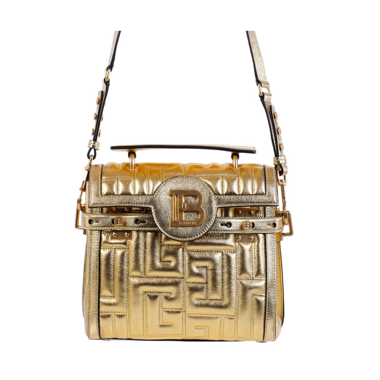 Gold balmain top handle purse