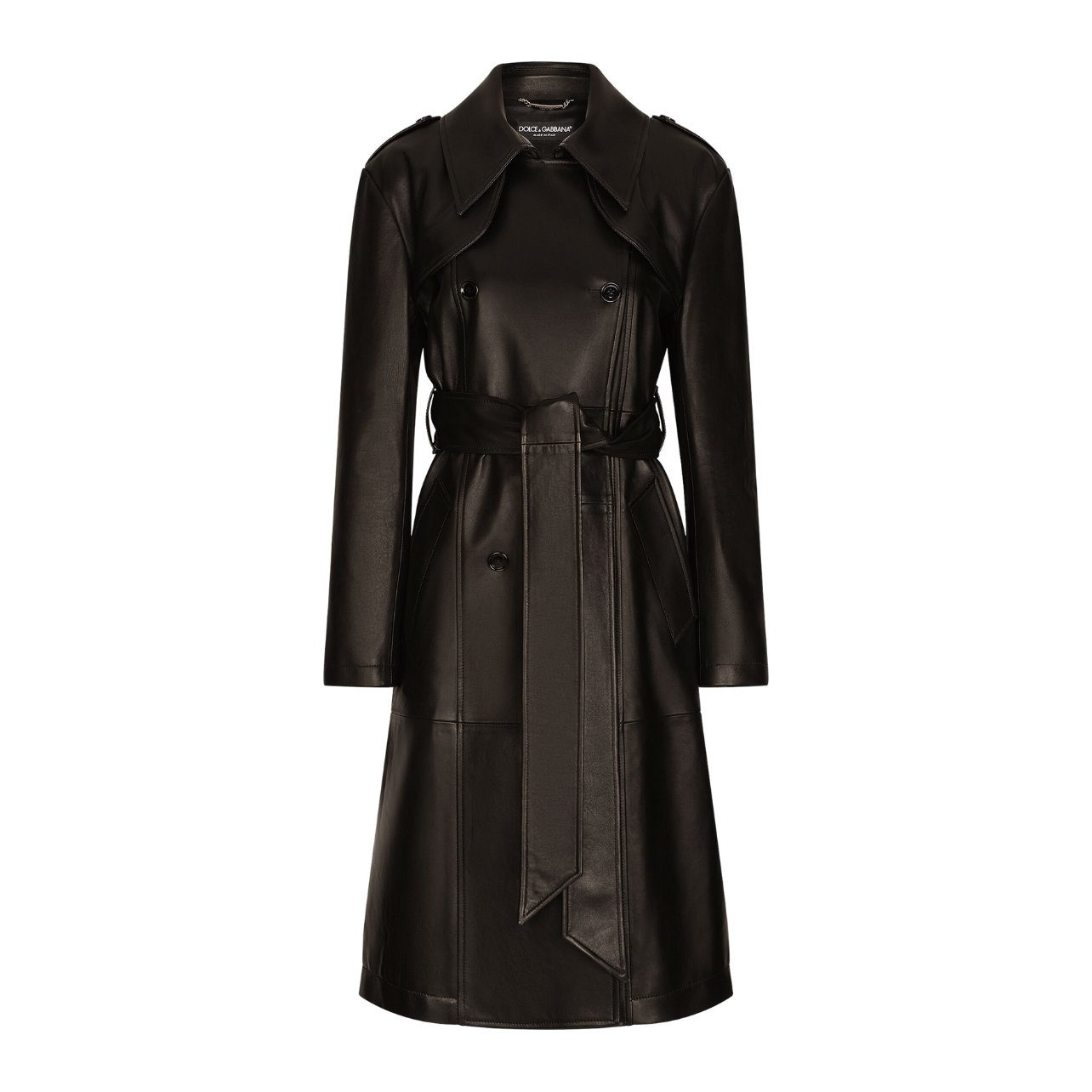 Hourglass leather coat.