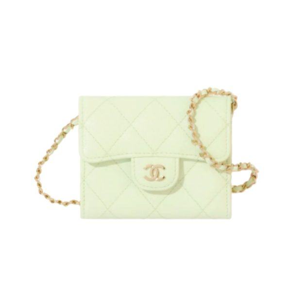 Light green chanel quilted bag