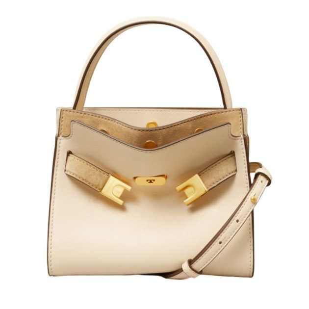 White Tory Burch mini bag with gold hardware