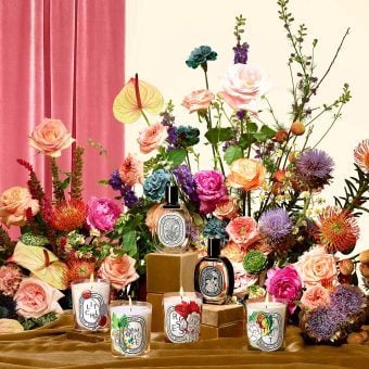 Diptyque campaign imagery featuring various signature scents