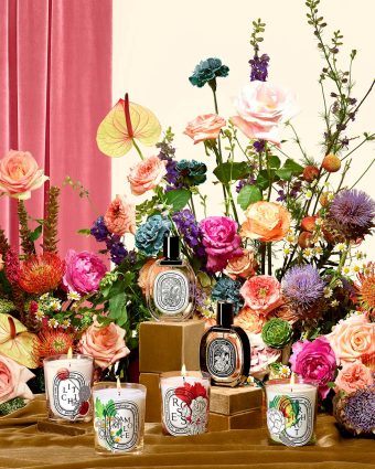 Diptyque campaign imagery featuring various signature scents