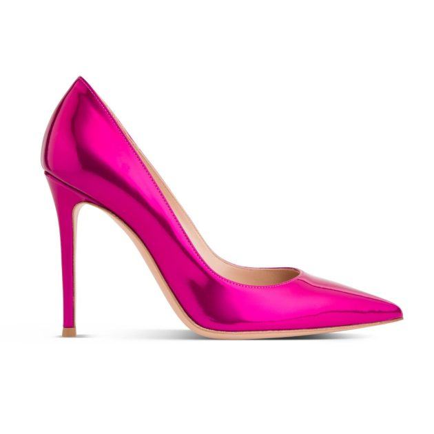 pink metallic heeled pump