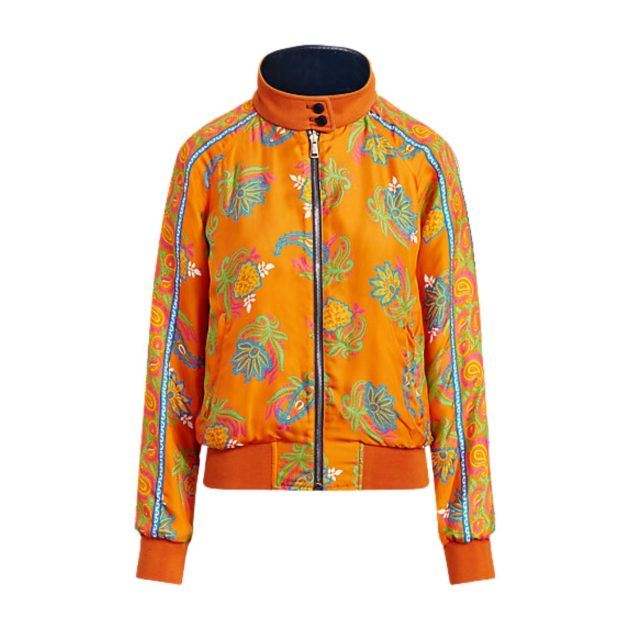 Orange patterned bomber jacket