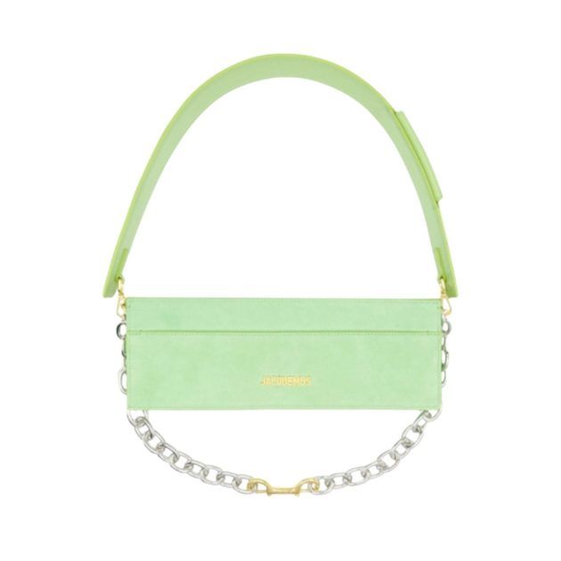 Light green shoulder bag with silver chain hardware