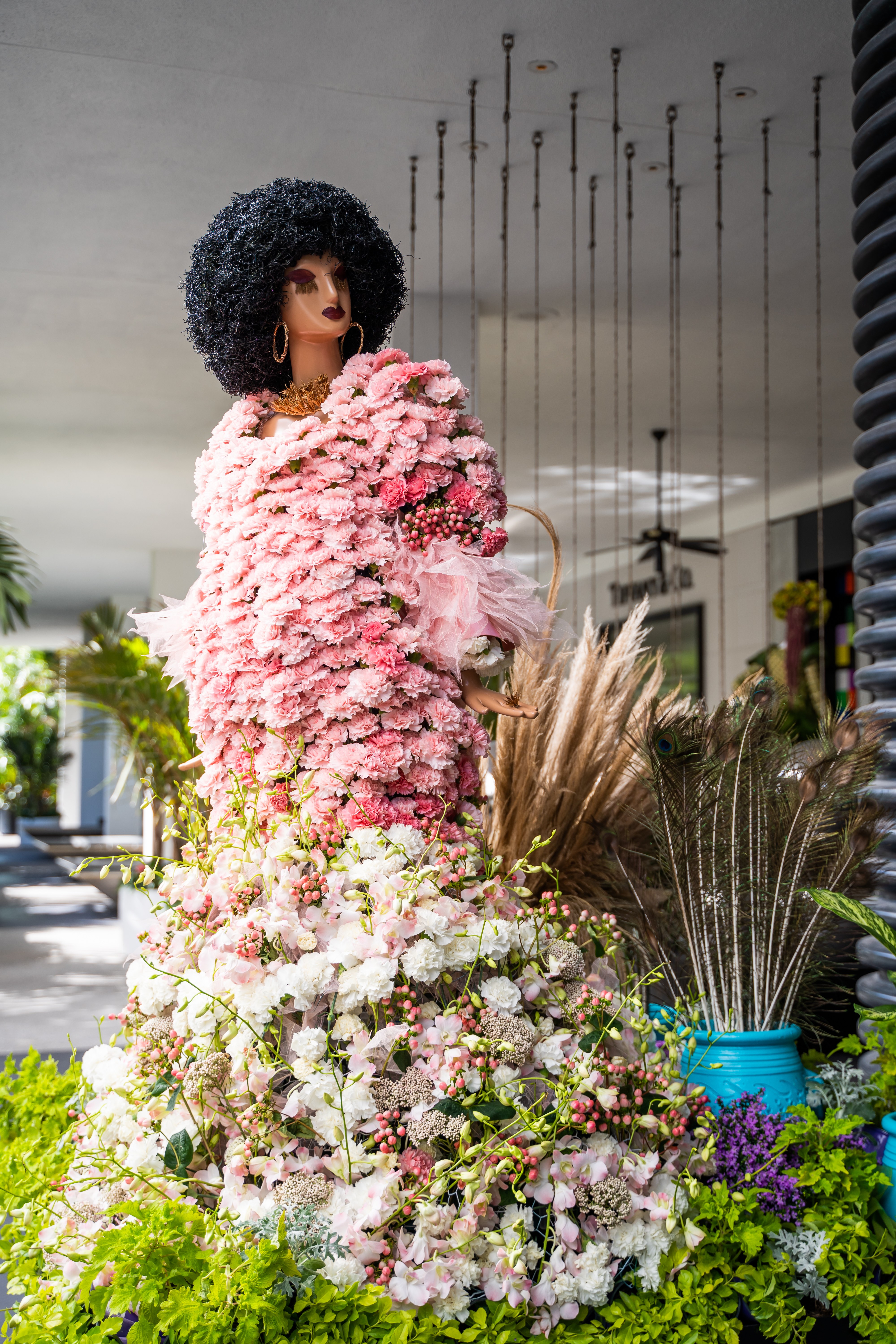 Floral mannequin inspired by Celia Cruz