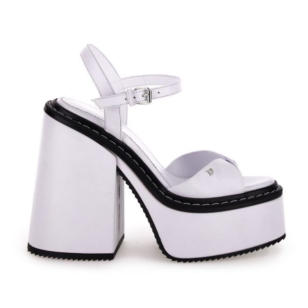 White platform heels with black lining
