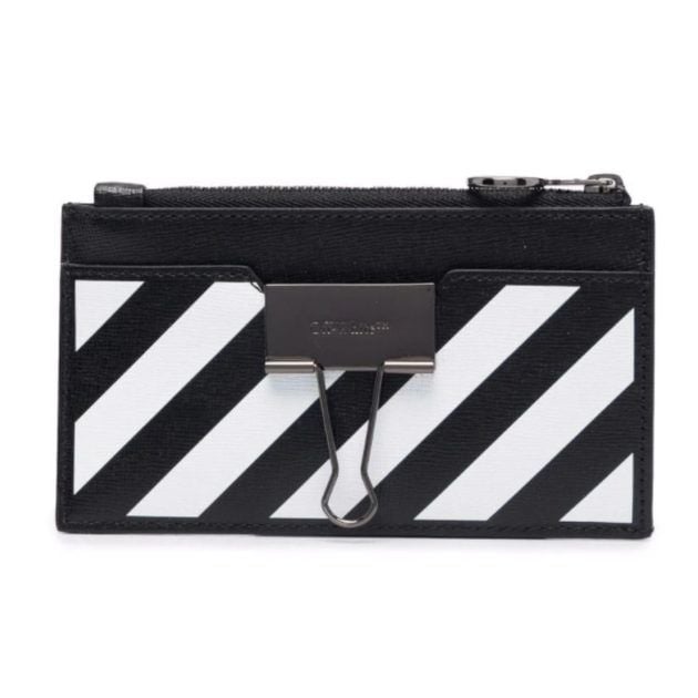 black and white striped wallet
