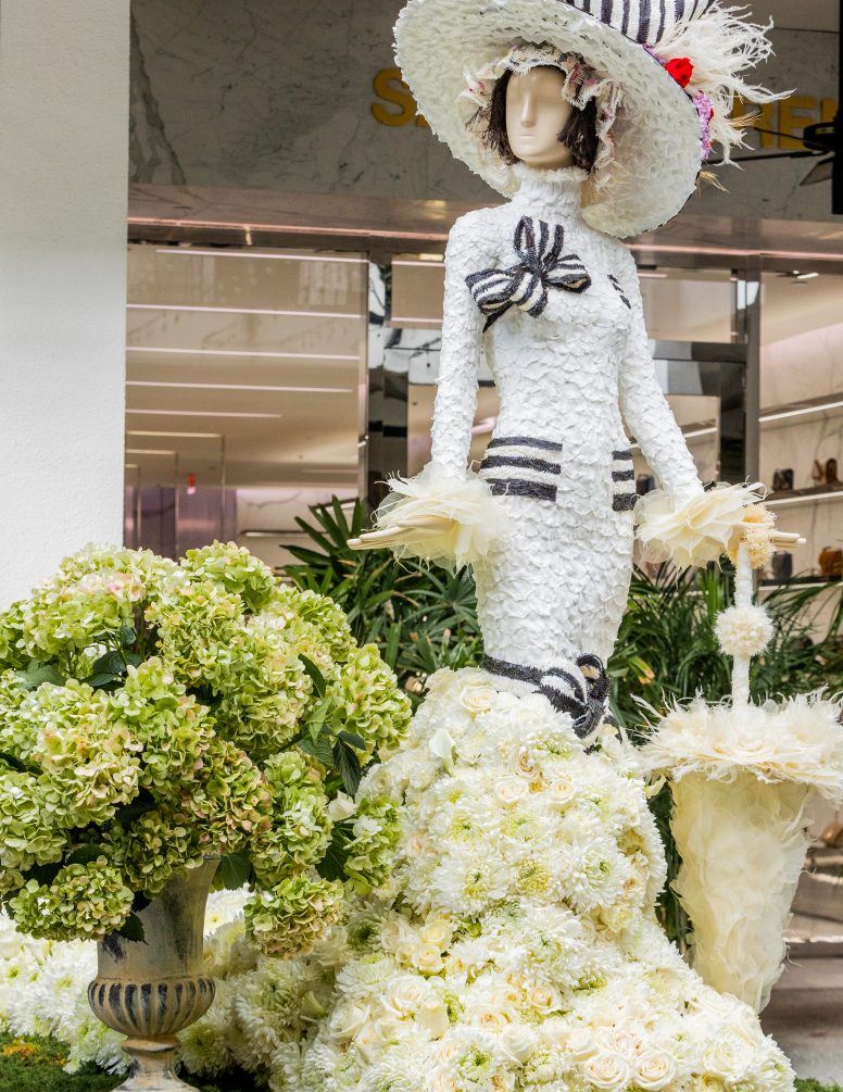 Floral mannequin inspired by Audrey Hepburn in My Fair Lady