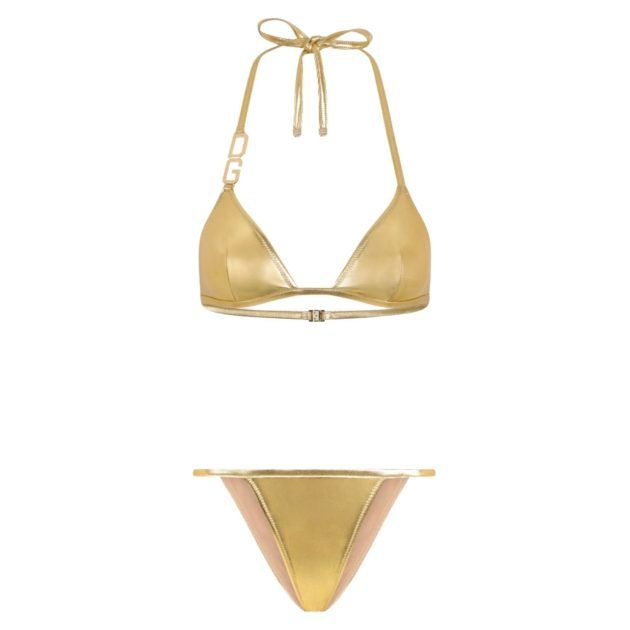 Gold triangle bikini with 