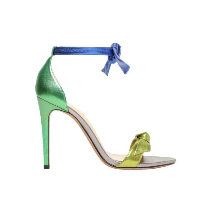 blue and green metallic sandals