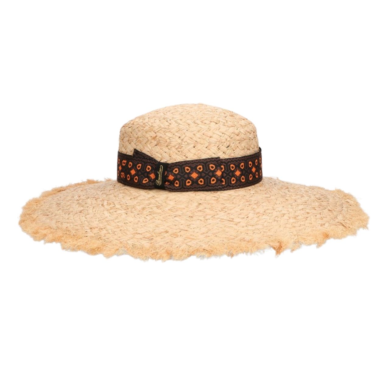 Straw hat with black band on the brim