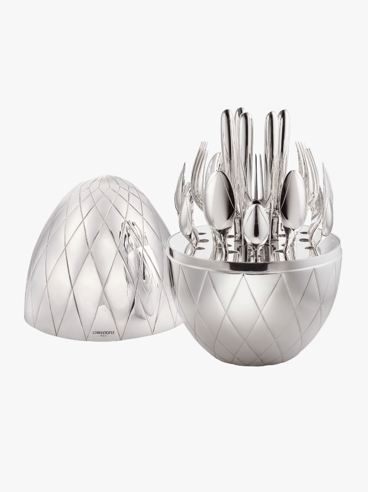 There are great gifts for the woman who has everything, and then there’s Christofle’s MOOD sterling silver limited edition Haute Orfèvrerie. The sculptural objet—featuring 24 pieces of sterling silver cutlery—is like jewelry for the tabletop.