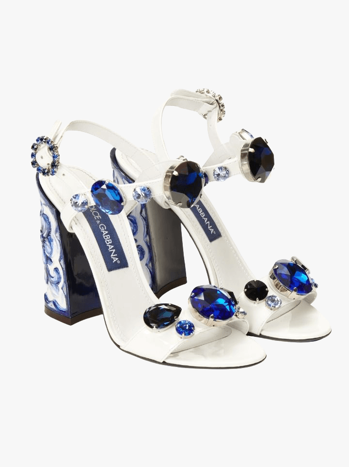 Apologize for that time you suggested that there was such a thing as “too many pairs of shoes” with Dolce & Gabbana’s stunning calfskin rhinestone embroidered sandals.