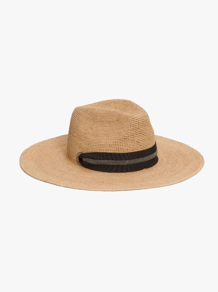 “She’s so hard to shop for…” That may be the case, but the job gets a lot easier with Fabiana Filippi’s raffia hat. The wide brim, elongated ribbon and classic style makes it perfect for moms of all ages.