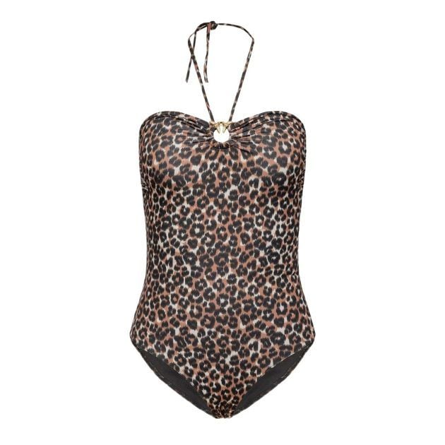 leopard one piece with halter tie