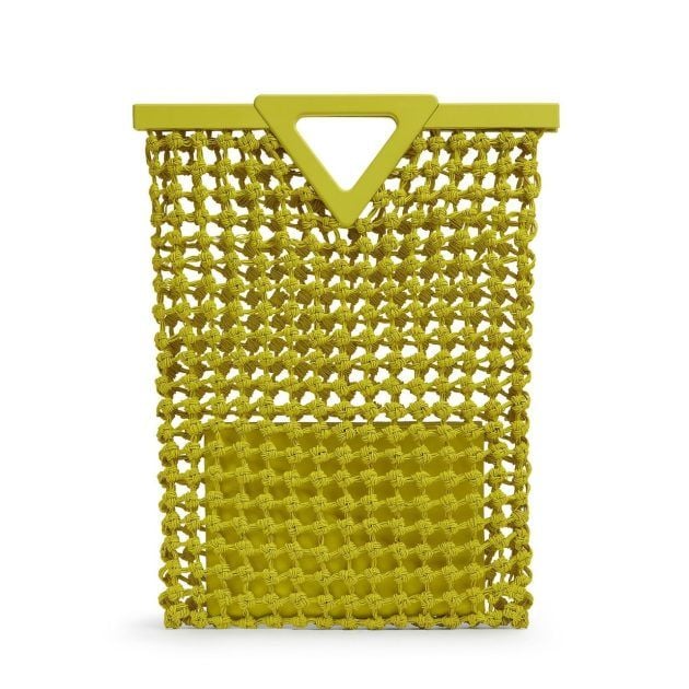 Green macrame tote bag