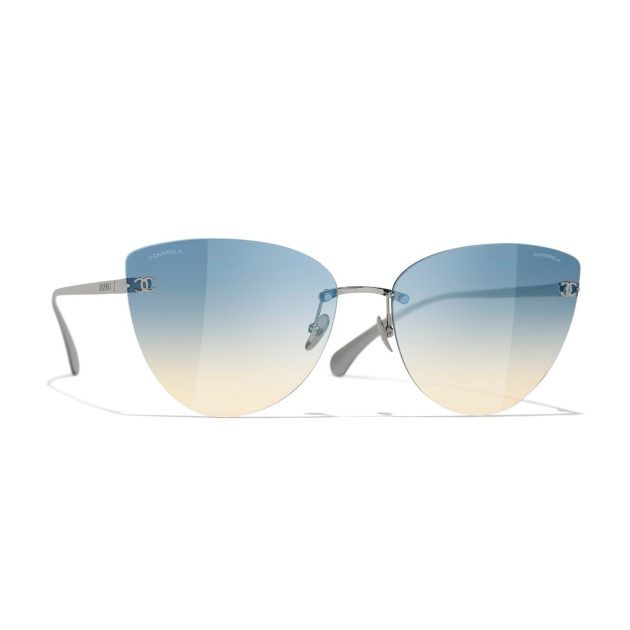 Sunglasses with blue ombre lenses