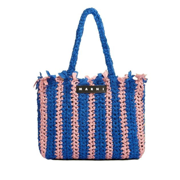 Blue and pink tote bag