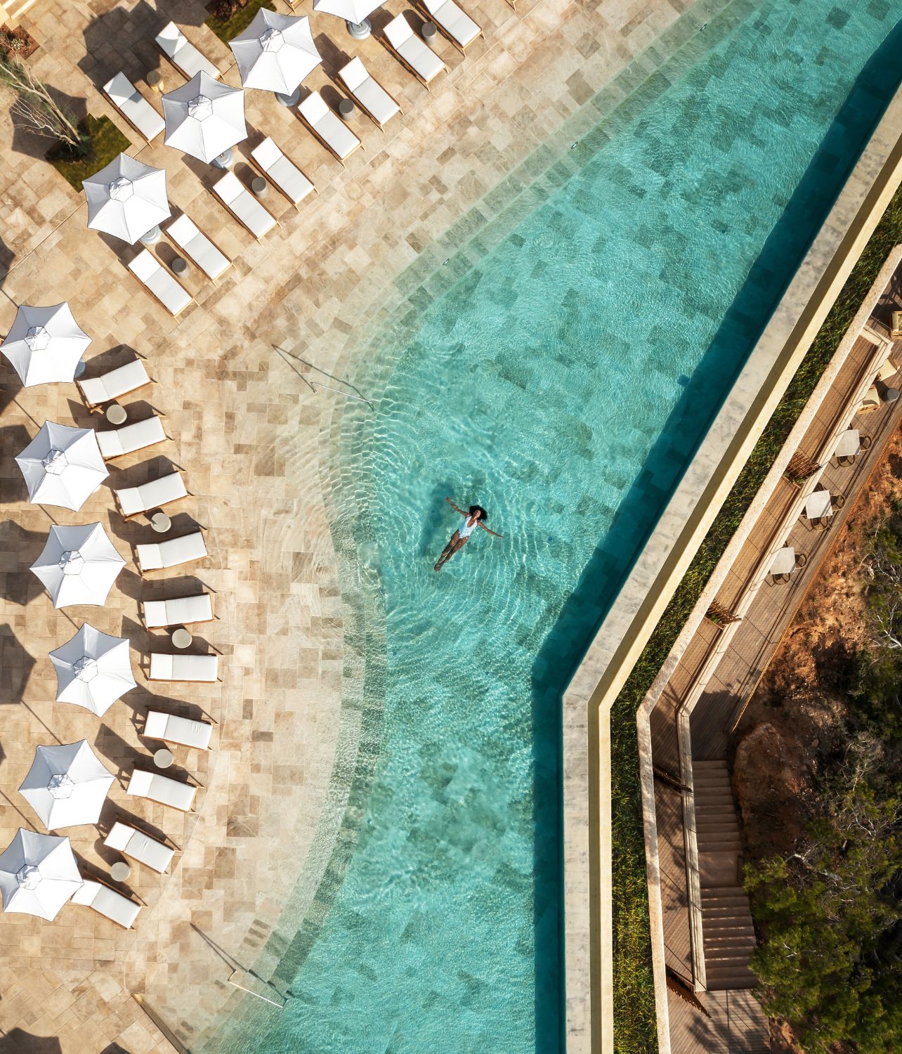 The pool at Six Senses, designed for both socializing and seclusion.