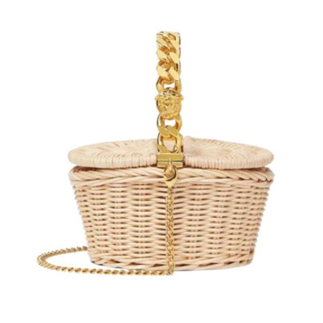Straw handbag with gold detailing
