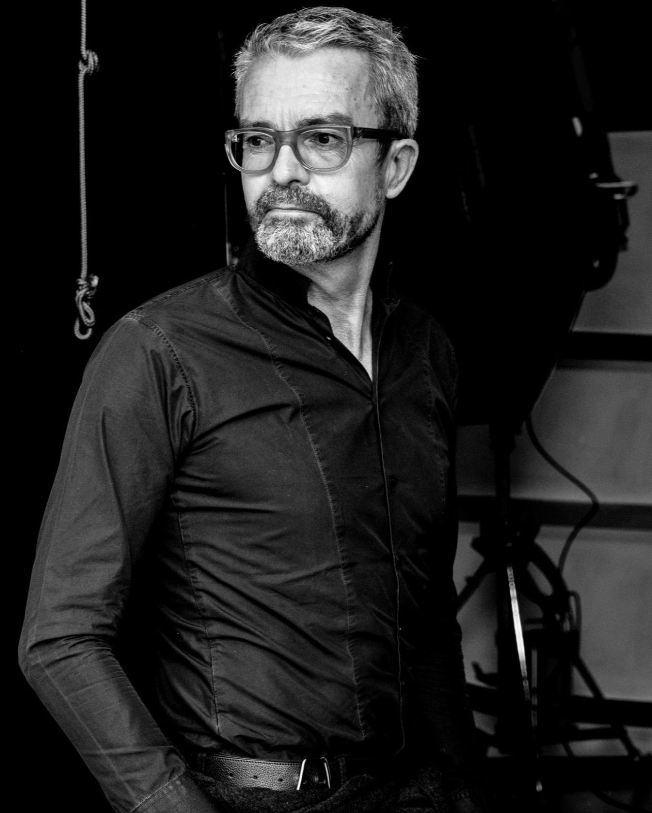 Black and white portrait image of Akris’s creative director Albert Kriemler