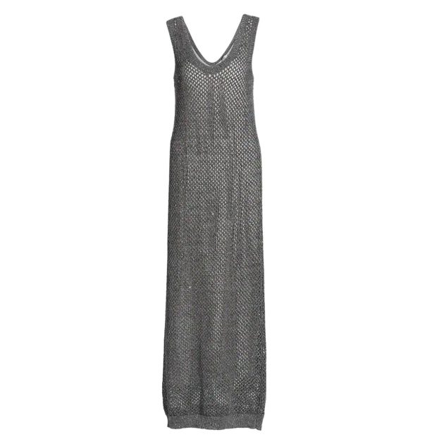 Grey maxi dress with metallic detailing