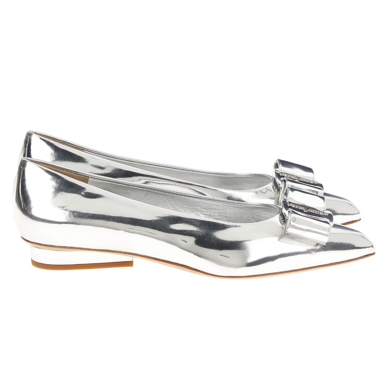 Silver metallic ballet flats