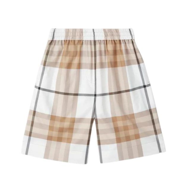 Brown and white plaid shorts