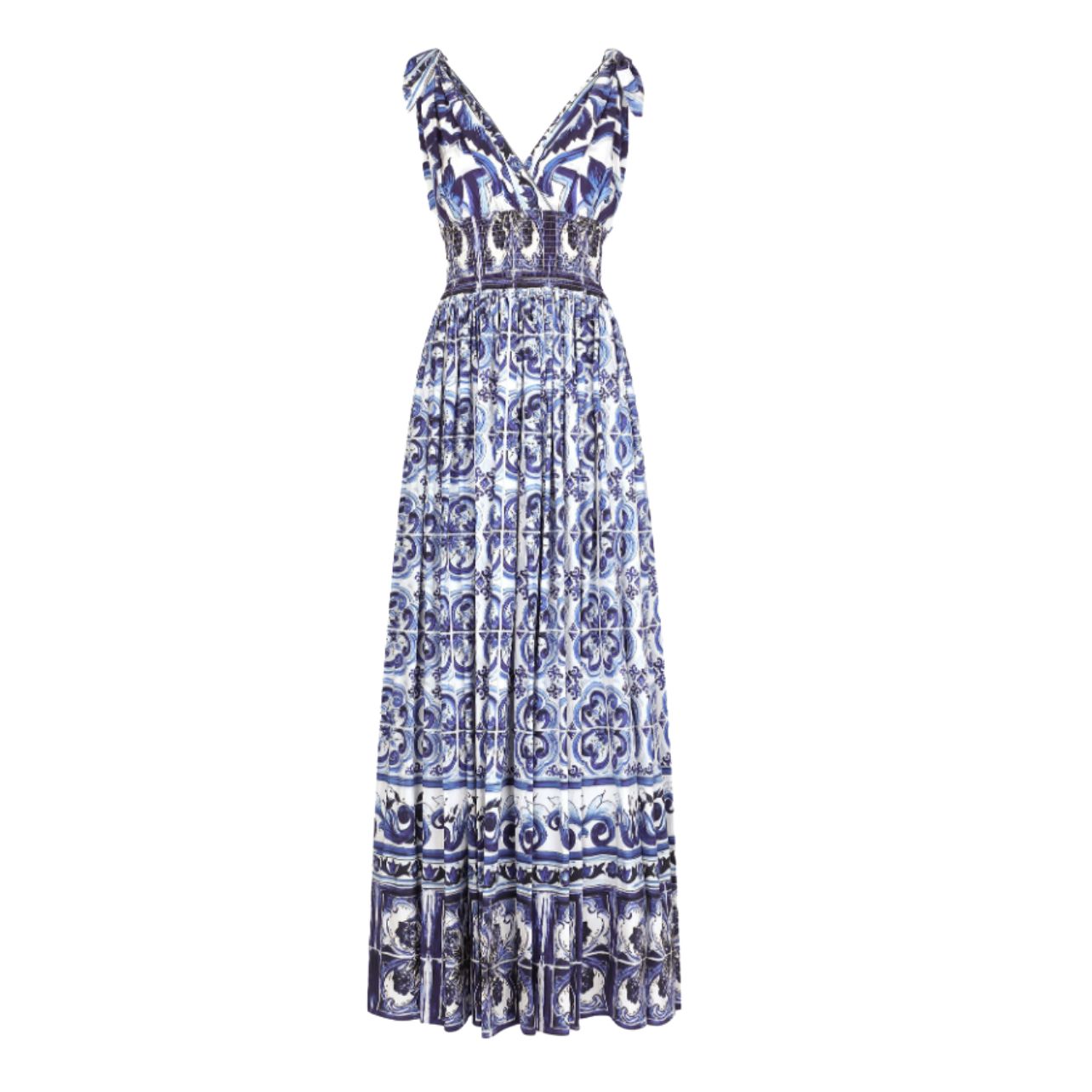 Majolica-print poplin dress