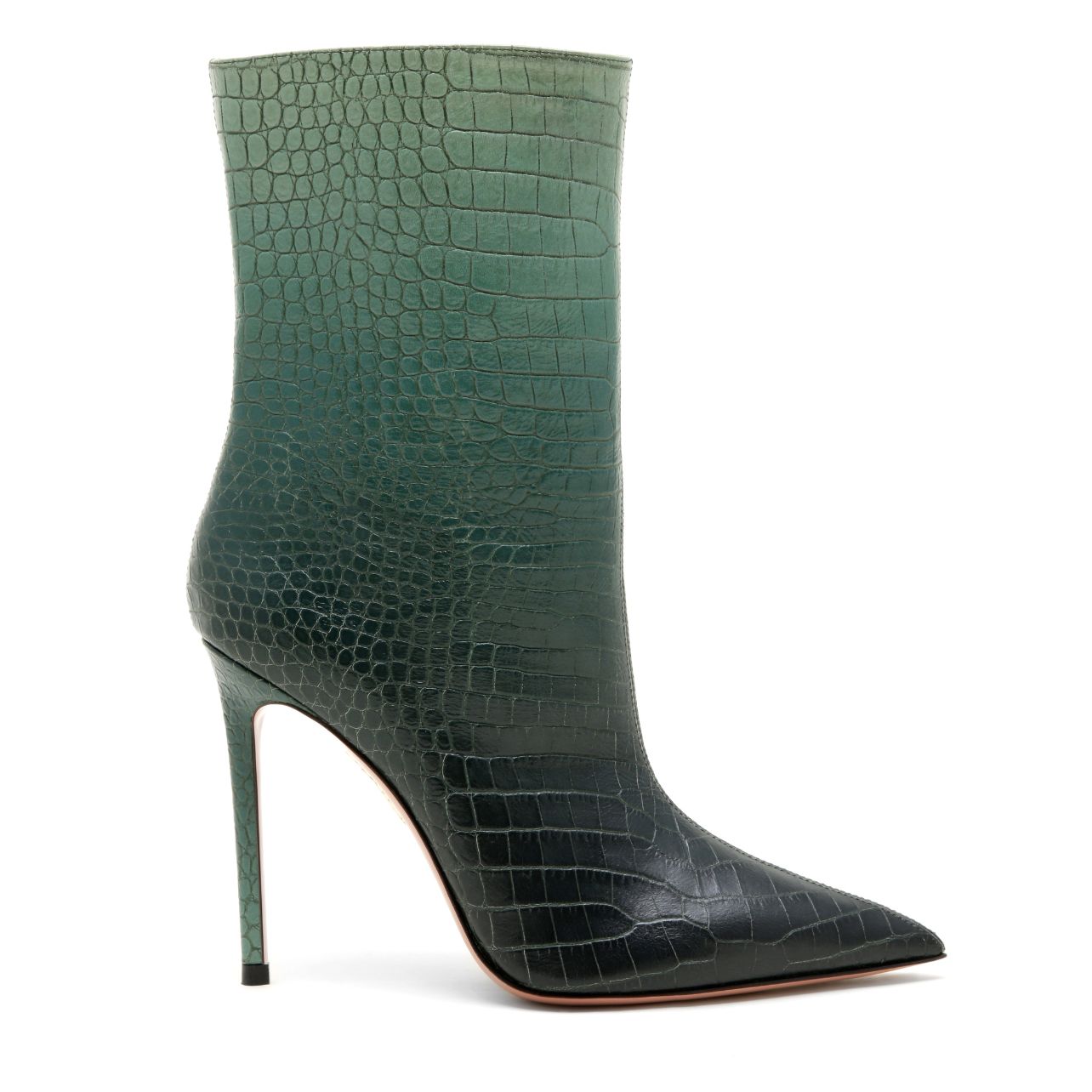 Green ankle height heeled bootie