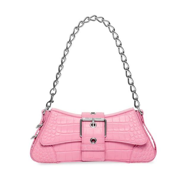 Light pink shoulder bag with silver hardware