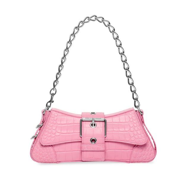 Light pink shoulder bag with silver hardware