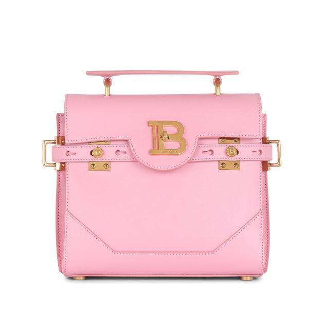 Pink top handle bag with gold B detailing