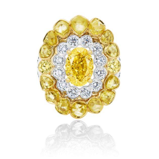 yellow and white diamond ring